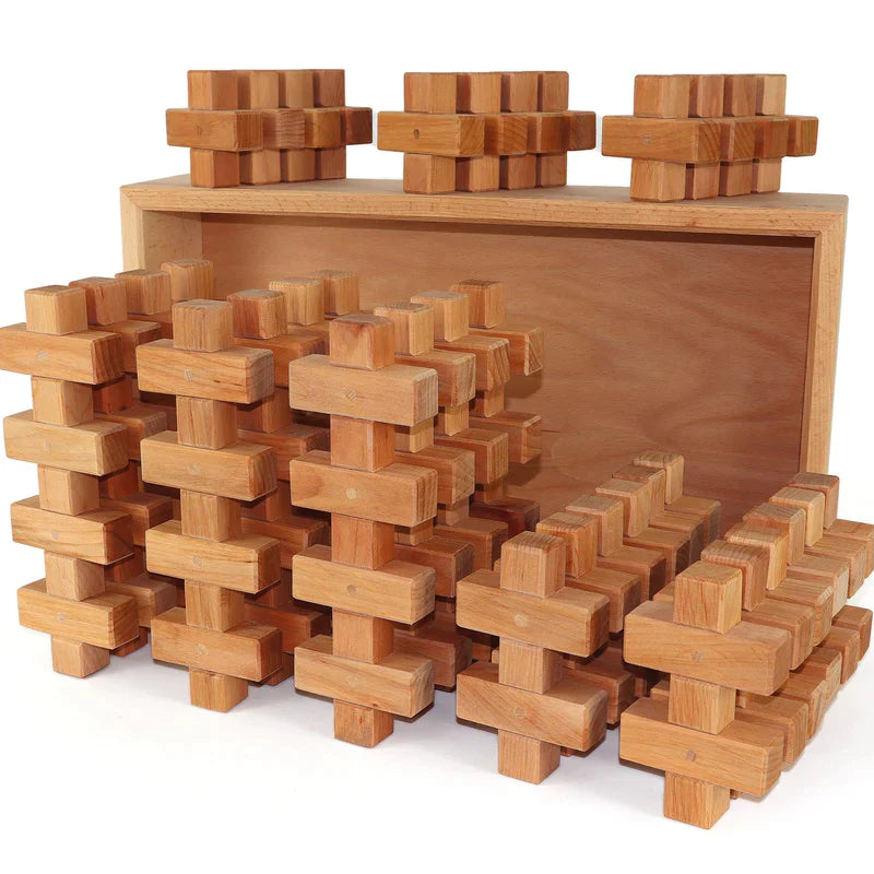 Interlocking wooden blocks