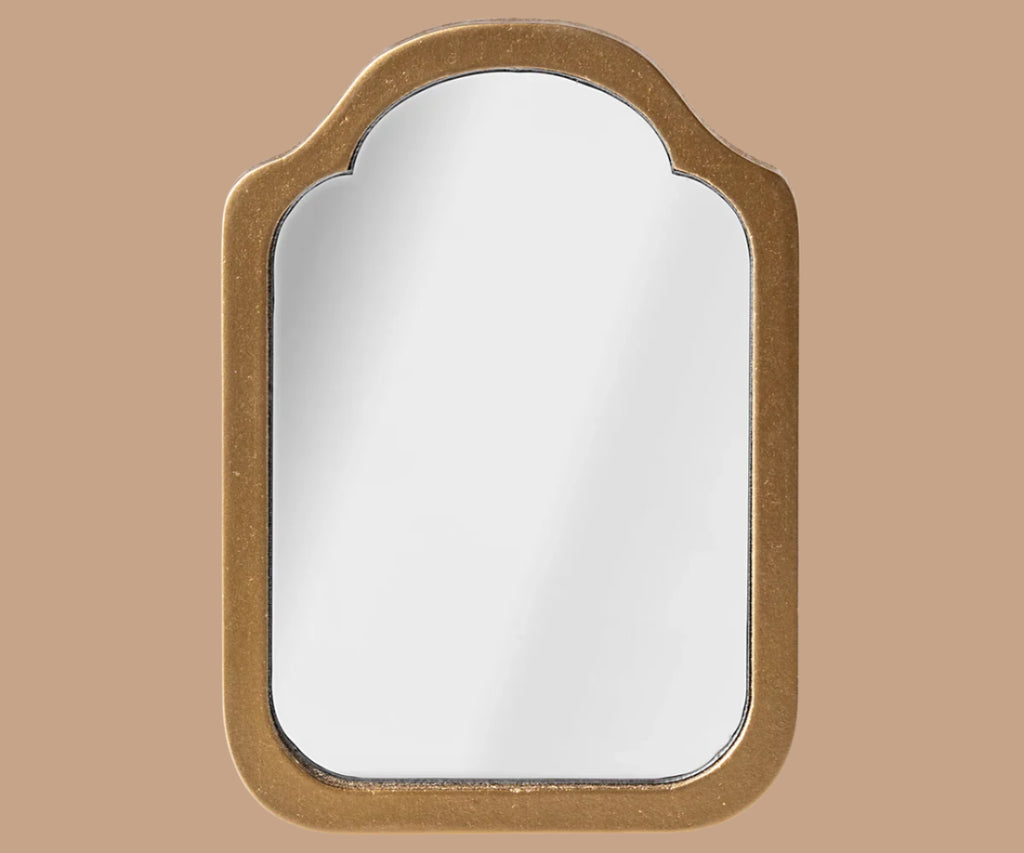 The Maileg Mirror, a rectangular piece with an arched top in golden finish, adds elegance to any space, ideal for a chic Maileg Bathroom.