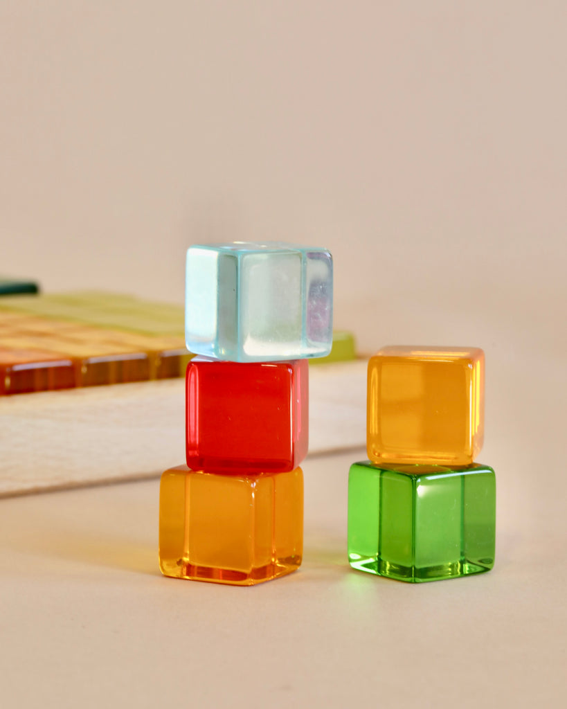 Tray of acrylic cubes