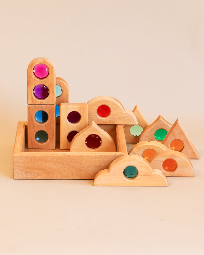 Colorful wooden gem blocks