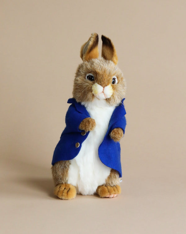 bunny in blue jacket stuffed animal
