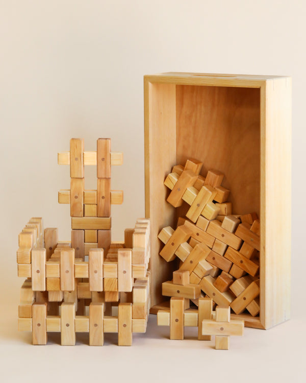 Interlocking wooden blocks