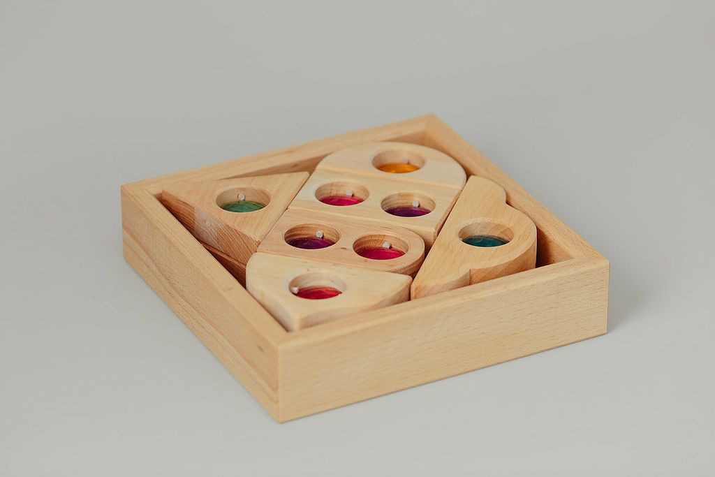Colorful wooden gem blocks