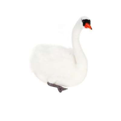 The White Swan Bird Stuffed Animal, featuring an orange beak and black eye markings, is inspired by realistic plush animals and sits on a plain white background.