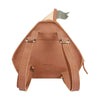 Donsje Mini Leather Backpack - Boat styled like an animal, featuring prominent stitching, metal buckles, and a decorative tail. The brand "Donsje" is embossed on the front.