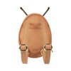 A light brown Donsje Mini Leather Backpack - Ladybug with the design of an insect, featuring two antennae protruding from the top and adjustable shoulder straps.
