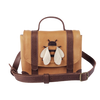 A Donsje Trychel Bum Bag - Bee with an adjustable leather strap, featuring a decorative bee motif on the front flap. The bee has white and tan wings with black stripes. The background is transparent.