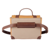 A Donsje Trychel Bum Bag - Bee with premium leather accents and an adjustable leather strap, set against a transparent background.