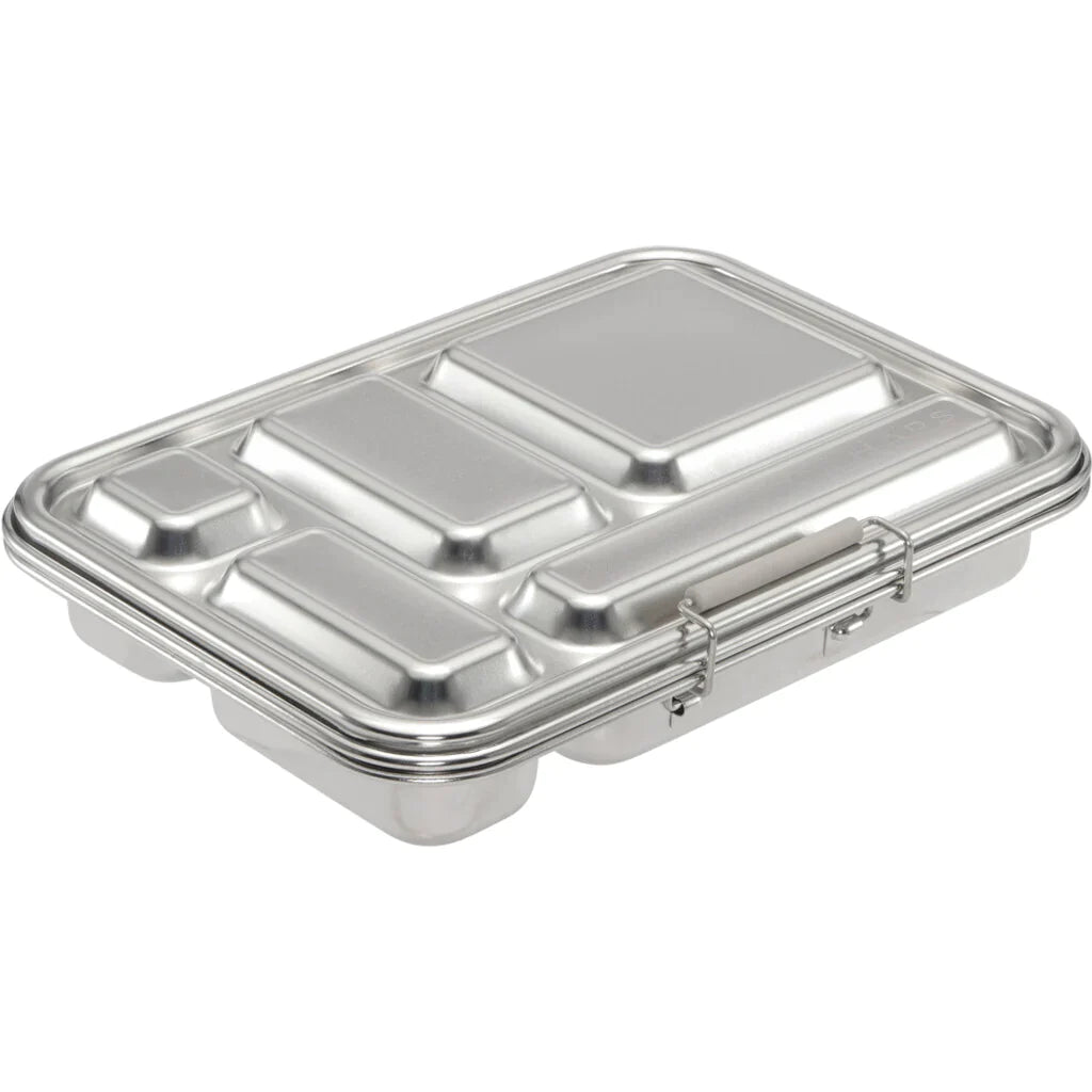 Introducing the Haps Nordic - Stainless Steel Lunch Box - Multi-Compartment (ships in approximately two weeks), a stainless steel lunchbox with multiple compartments and a secure latch closure. With its rectangular shape and sleek, metallic finish, it’s perfect for meal prep. The compartments are designed to keep different food items separated efficiently.