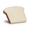 A single slice of Erzi Slice of Toast Pretend Food styled as white bread with a brown crust, standing upright against a plain white background.