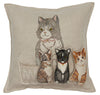 Decorative Coral & Tusk Basket of Kittens Pocket Pillow featuring an embroidered design of three kittens—a large gray tabby, a black and white kitten, and an orange tabby—situated in front of a laundry basket.