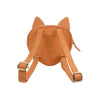 A tan leather backpack designed to resemble a fox, featuring pointed ears on top and adjustable straps, displayed on a white background. This Donsje Mini Leather Backpack - Fox design ensures unique charm and quality craftsmanship.