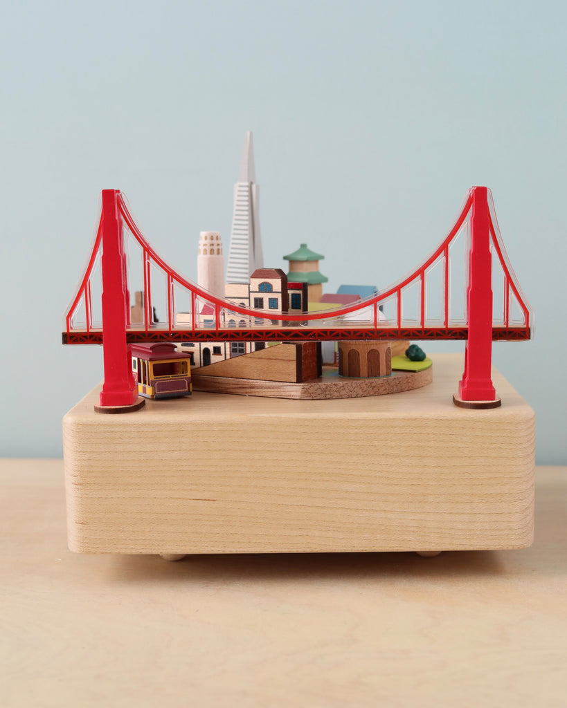 San Francisco themed music box with the Golden Bridge in the background.