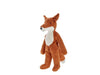 Senger Naturwelt Stuffed Animal - Fox standing upright, featuring a reddish-brown body with a white face and belly, handmade from organic cotton, on a white background.