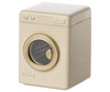 A beige, miniature Maileg Washing Machine For Mice-shaped speaker with a visible speaker grid and control buttons on the top.