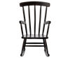 An Maileg Rocking Chair - Anthracite with vertical slats on the back and curved armrests, displayed against a black background.