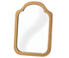 The Maileg Mirror features a golden frame with rounded edges and an arched top, making it perfect for a dollhouse bathroom. Its sleek design complements light-colored settings as it beautifully reflects light.