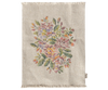 A beige woven rug with fringed edges and a colorful floral pattern, perfect for pairing with the Maileg Teddy Bedroom Set (ships in one week).