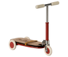 The Maileg Mouse Size Scooter / Kickboard features a vintage style with wooden details, a red metal frame, and cream-colored wheels and handle grips against a plain background. Ships in approximately one week.