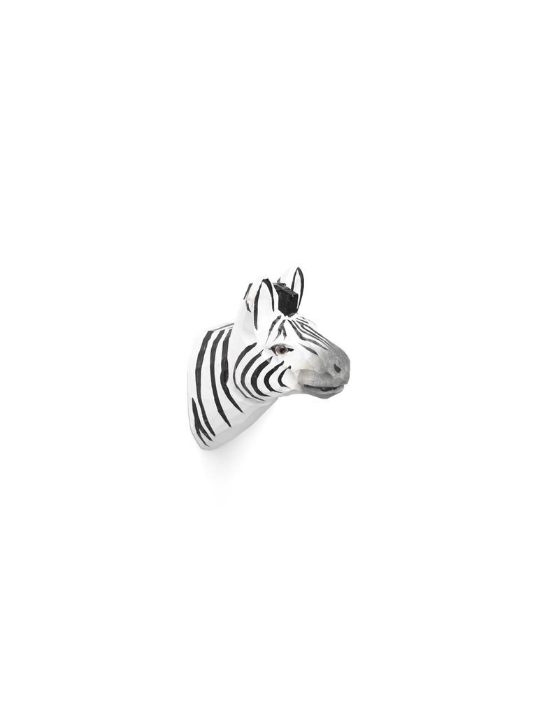 Abstract image featuring a zebra's head with its stripes extending horizontally into bands of grayscale across the image, creating a sense of motion and distortion, perfect as a design for Hand Carved Animal Wall Hooks.
