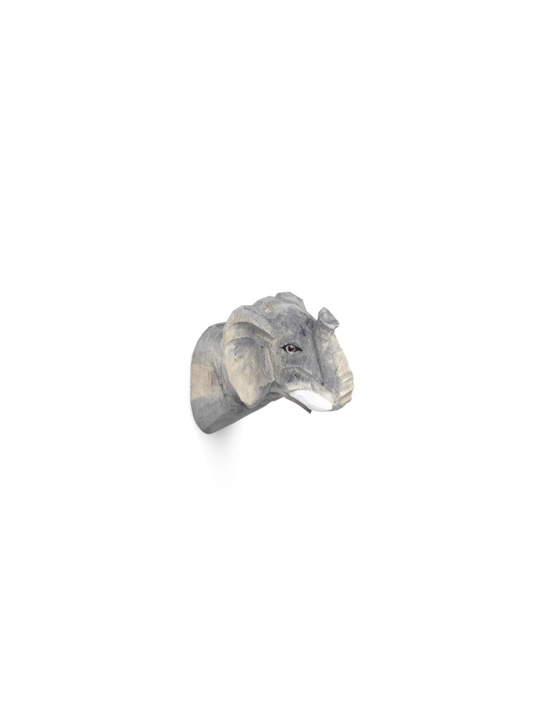 An artistic depiction of a Hand Carved Animal Wall Hook's head emerging from a sliced cylinder with repetitive gray stripes stretching horizontally. The image combines both realistic and abstract elements.