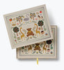 Store your Storybook Embroidered Baby Book or milestone baby book in this charming decorative box, adorned with delightful animal and nature illustrations including a teddy bear, giraffes, swans, trees, and houses. The lid features the phrase “Sweet Little One,” and the box is finished with a yellow ribbon pull tab—perfect for preserving precious memories.