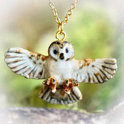 owl necklace with gold chain