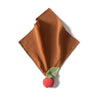 Pepa the Apple Big Doudou features a brown muslin cloth with a textured surface, attached to a natural rubber red apple-shaped teether and a small green leaf, making an adorable comfort toy shown on a white background.