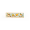 The Moulin Roty Wooden Animal Puzzle - The Three Little Rabbits features four chunky animal pieces with knobs—a rabbit, turtle, butterfly, and bird—on a light nature-themed board, ideal for toddlers to learn shapes while playing.