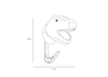 The Coat Hanger - T-Rex Dino features a line drawing of a dinosaur head with an open mouth and measures 23 cm tall by 13 cm wide.