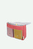 The Sticky Lemon School Bag | Lemon Tree | Gingham Flower + Rose features a red checkered organizer crafted from waterproof nylon, with two front pockets—one pink and one mustard—finished with gray trim and a white flap adorned with black grid lines, making it the perfect addition to any school bag.