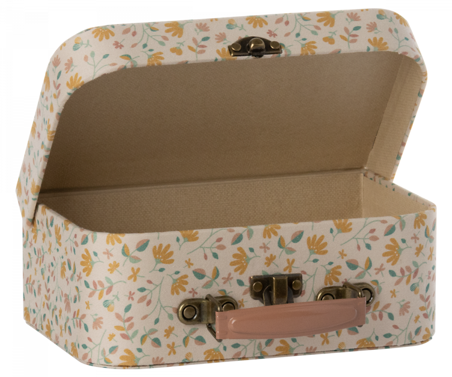 A small floral Maileg 2 Piece Suitcase Set with a handle, perfect to store toys.