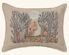 The Coral & Tusk Spooky Forest Pocket Pillow features a pumpkin-headed figure, bare trees, fallen leaves, pumpkins, and a glowing full moon—perfect for Halloween decor.