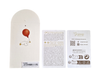 Three product tags: one with a barcode and an illustration of a goose holding a red balloon, another with German text, and the third highlighting Senger Naturwelt Stuffed Animal - Brown Bear, made from GOTS-certified sustainable materials.