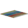 A set of 12 Lyra Pencils Super Ferby Lacquered Triangular in assorted metallic colors is arranged diagonally, each featuring a different shade and break-resistant, sharpened tips pointing to the left.