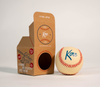 A Kore Foam Baseball Bat + Baseball + Softball Set sits next to its brown cardboard packaging, which features a cartoon baseball player and the text “A Young Ballplayer’s Best Friend.” Perfect for indoor play, this set is safe and fun for aspiring athletes.