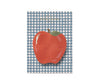 Sure! Here’s a rewritten version using your product data: An illustration of a large red apple with a green leaf sits against a blue and white gingham background, evoking the charming look of the Apple Gingham Sticky Notes. Above the apple, gold lettering spells out “GIVE THANKS.”.