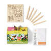 The Magical Minds Garden Kit is a butterfly-themed, eco-friendly STEM DIY set for kids with a colorable wooden scene, six colored pencils, a butterfly story garden box, and a Butterfly Blend non-GMO seed packet—all plastic free.