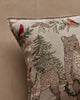 Coral & Tusk Christmas Cheer Lumbar Pillow featuring embroidered woodland animals, evergreen trees, and festive greenery for woodland Christmas decor.