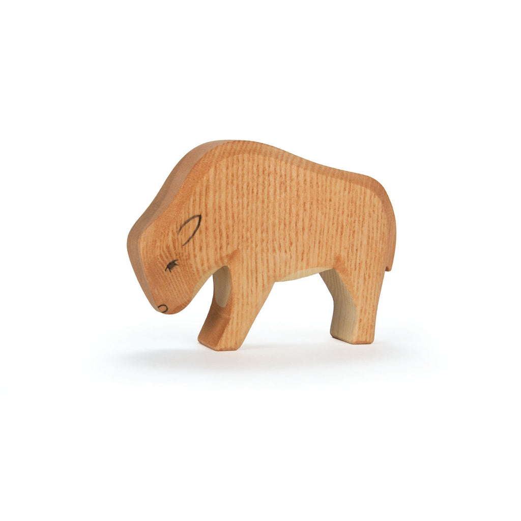 The Ostheimer Bison, Small is a handcrafted wooden figure with minimal details and a natural finish, made in Germany in the classic Ostheimer style.