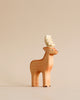 Small handmade wooden figurine of a standing deer with pale antlers from the Handmade Holzwald Woodland Animals Set.