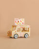 The Maileg Ice Cream Truck Set features a pastel, wood ice cream van with playful roof illustrations and a "Delicious Ice Creams" sign—perfect for sweet adventures with your Maileg Little Brother or Mouse In Matchbox.