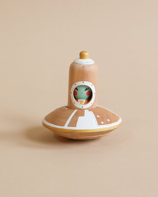 Handmade Wooden UFO With Alien