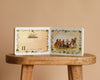 An open copy of "1 Is One by Tasha Tudor" rests on a wooden stool, displaying an illustration of eleven girls dancing in a ring with the pages reading, "11 is eleven girls" and "dancing in a ring"—a delightful counting book moment.