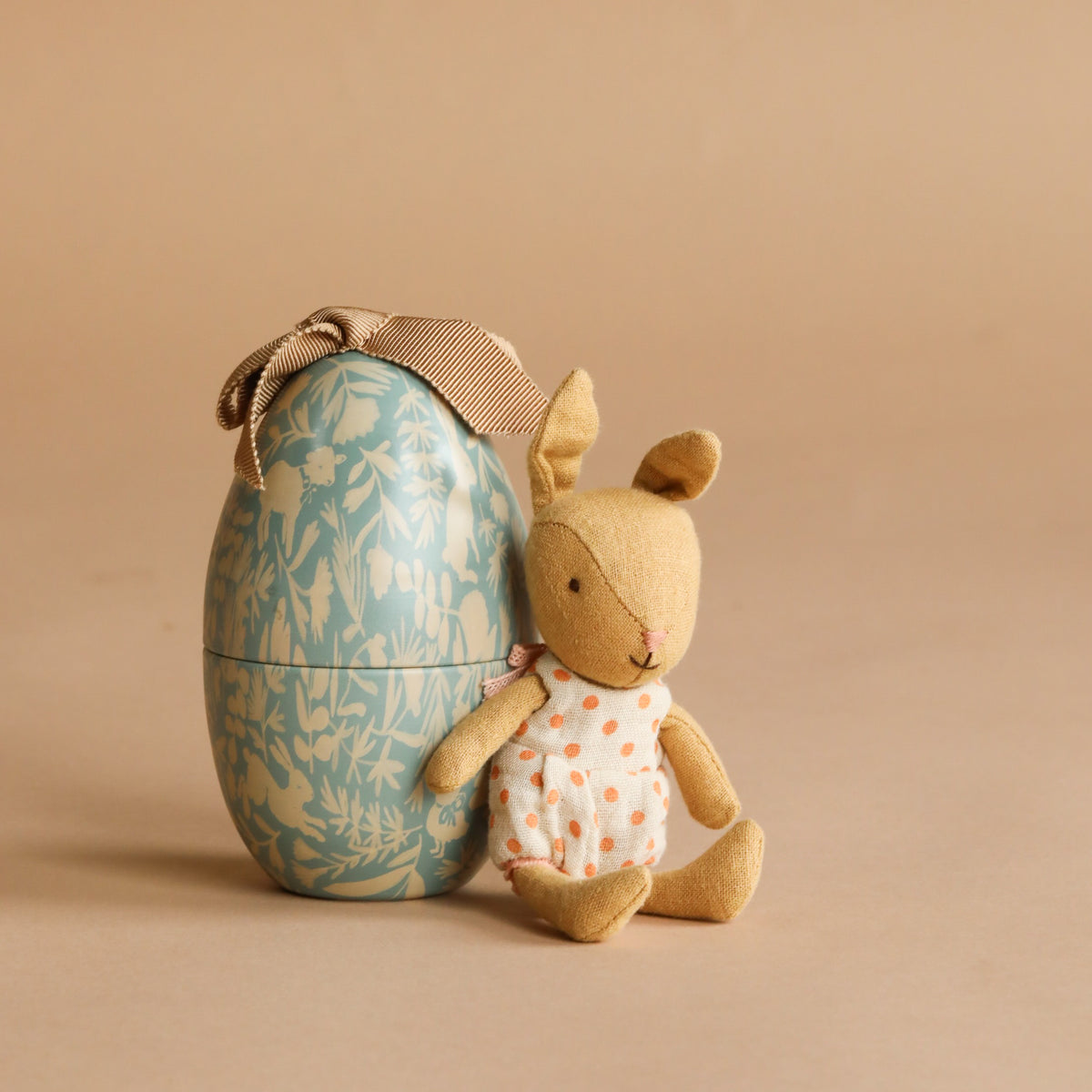 Maileg Easter Egg with Micro Rabbit, Small - Dusty Blue (With