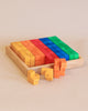 interlocking colorful wooden blocks