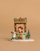 A Wee Forest Folk Tiny Collectible – A Gingerbread Christmas features two hand-sculpted mice at a gingerbread stand with hearts, Christmas treats, and a small tree, set against a beige background.