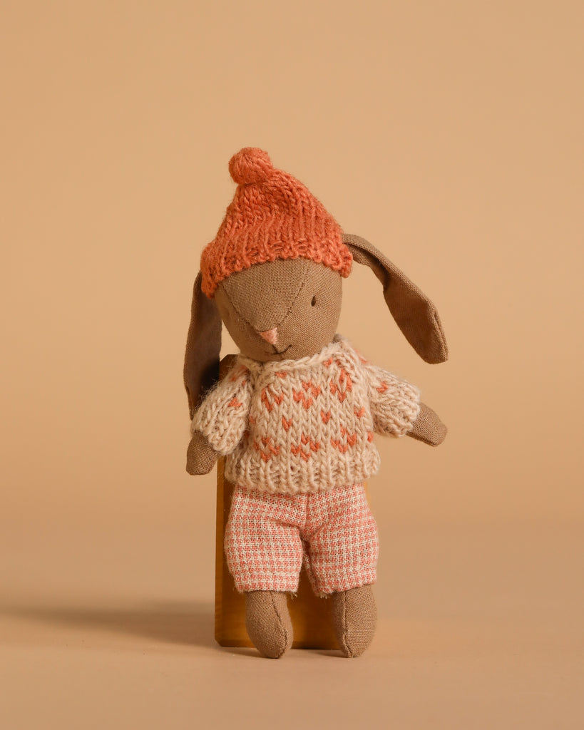 Maileg Winter Bunny, Micro - Brown - Rose Maileg Winter Bunny, Micro - Brown - Rose