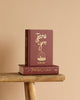 Two Jane Eyre | Brontë | Collector's Edition | Hardcover books, one upright and one flat, with maroon covers and gold text, are displayed on a wooden bench against a beige background.