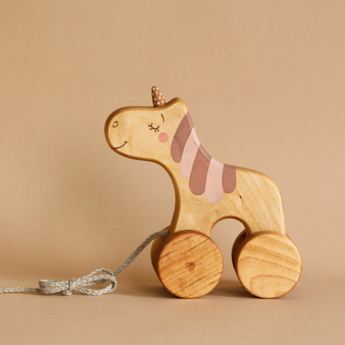 Handmade Wooden Unicorn Pull Toy Odin Parker